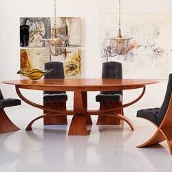 VISTA SOLID WOOD OVAL DINING TABLE AND DINING CHAIRS